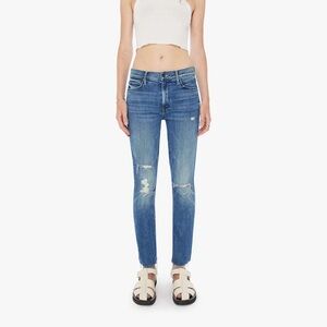 Mother Jeans  The Mid Rise Dazzler Ankle Fray Blue Denim Jeans Size: 24